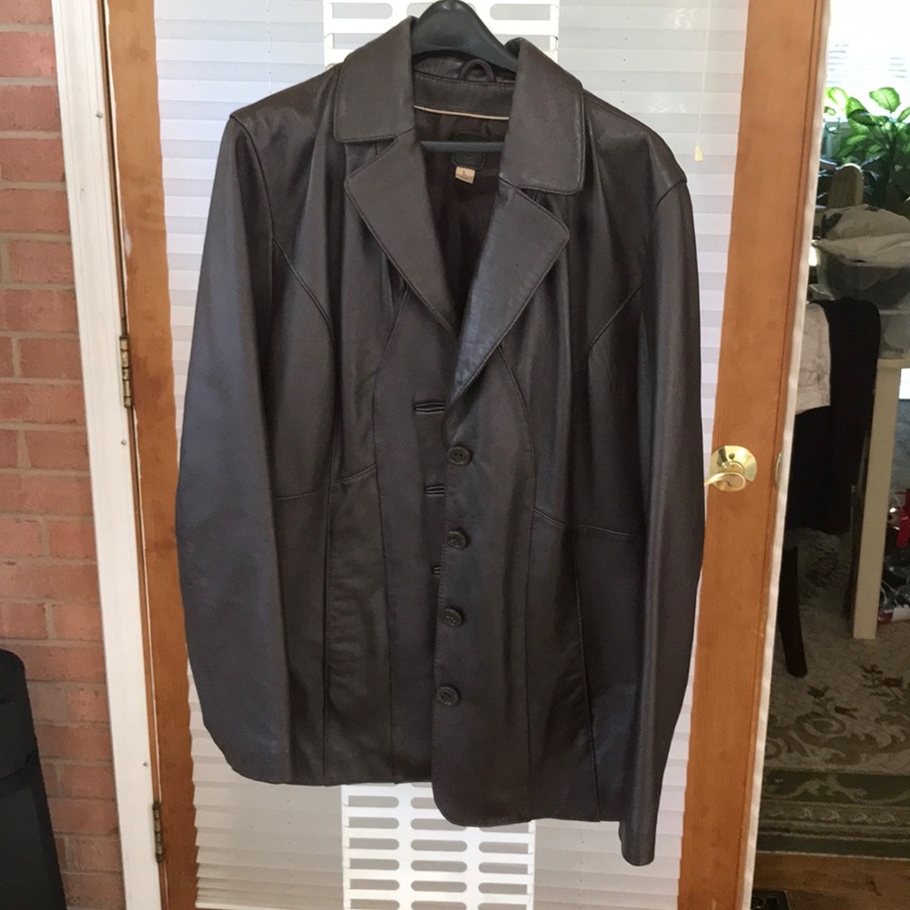 Brown leather blazer